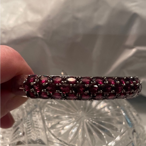 Rhodolite Garnet SS  filigree bracelet - Picture 2 of 12